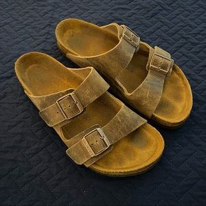 Men’s Birkenstock Arizona Soft Footbed Oiled Leather Tobacco Brown